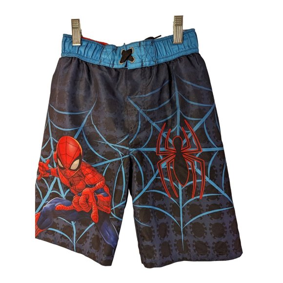 Marvel Spiderman Boys Blue Swim Trunks Sz M - Picture 2 of 5